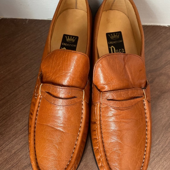 Duca Italian Men's Designer Shoes Brown Leather Loafers - 8.5 - Picture 3 of 8